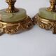 Pair of neoclassical candle holders in gilded bronze and green onyx, bust of