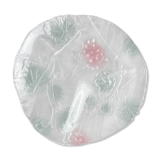 Plat rond vintage 3 compartiments en verre opaque décor coloré raisins et feuilles de vigne