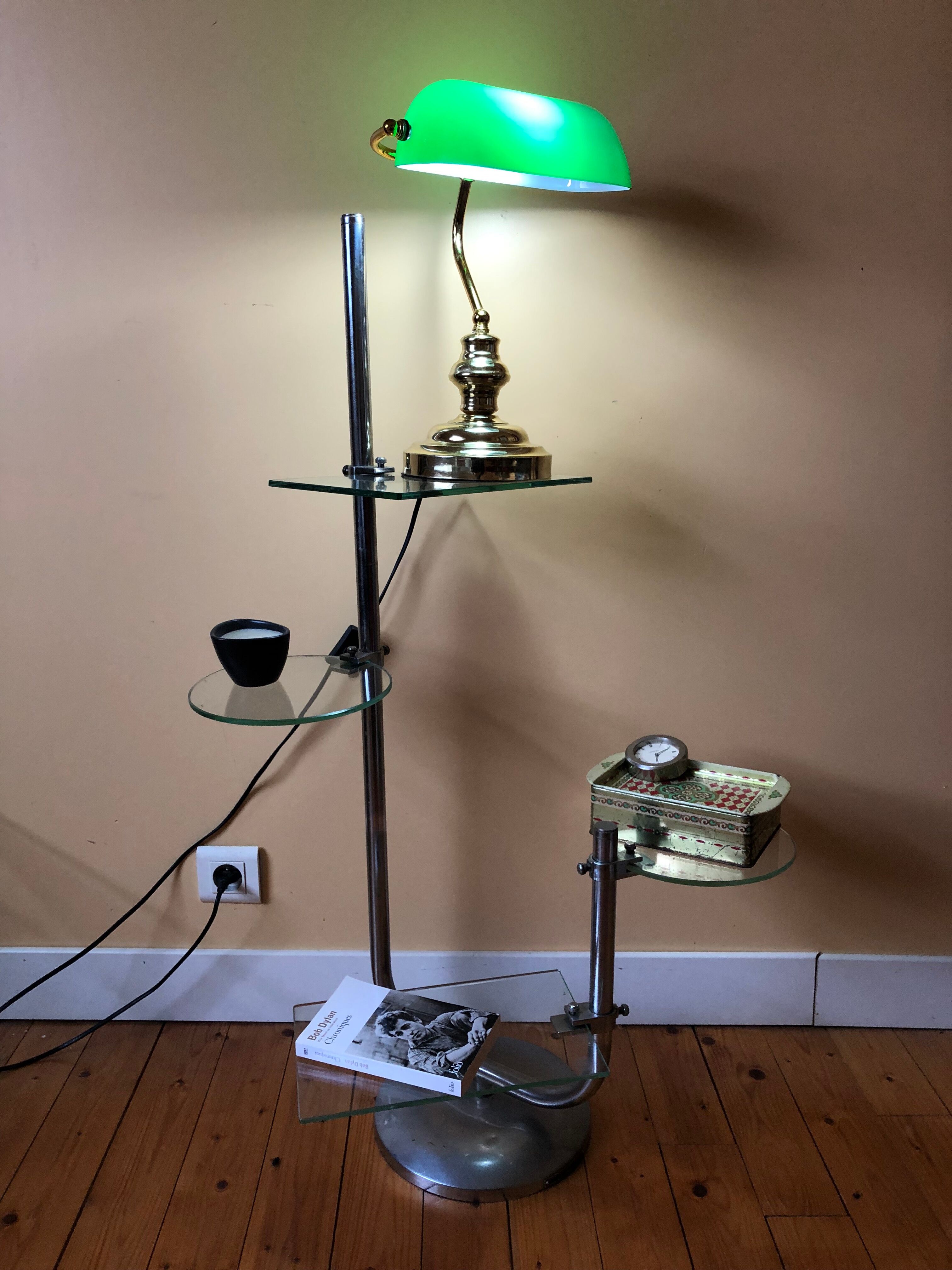 Notary lamp, banker in green opaline