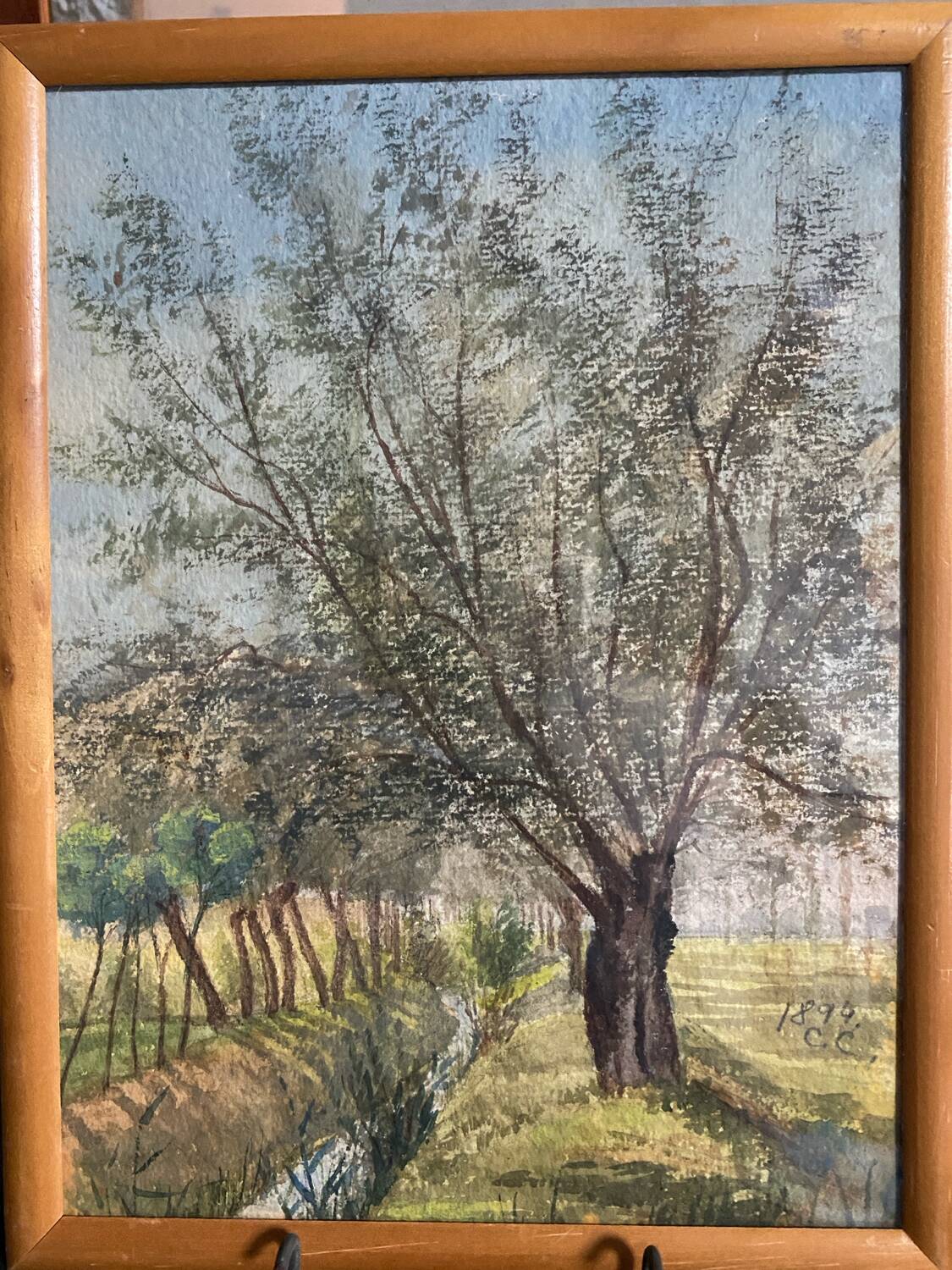 Signed watercolor dated 1894 landscape