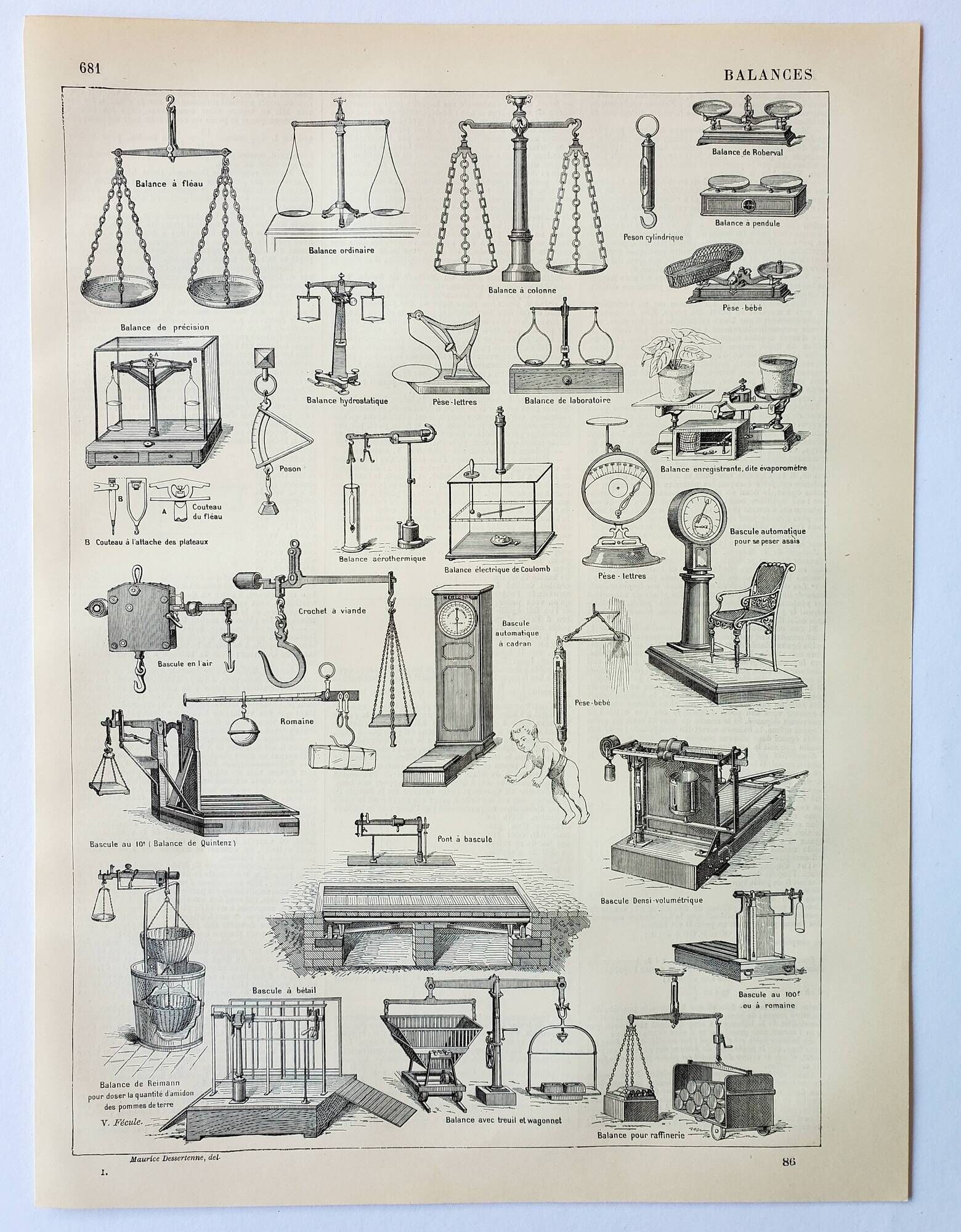 Old engraving 1898, Old balance, seesaw • Original and vintage lithograph