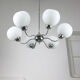 Lustre italien en chrome et opalin du milieu du siècle