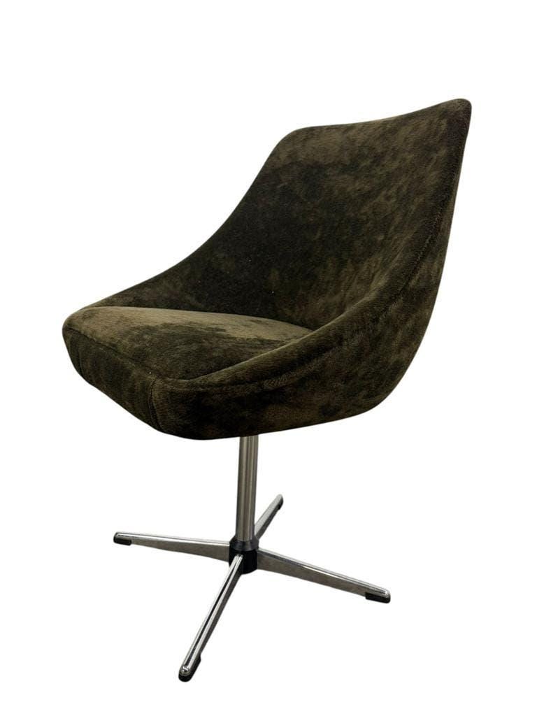 Fauteuil vintage marron sur pied étoile chromé