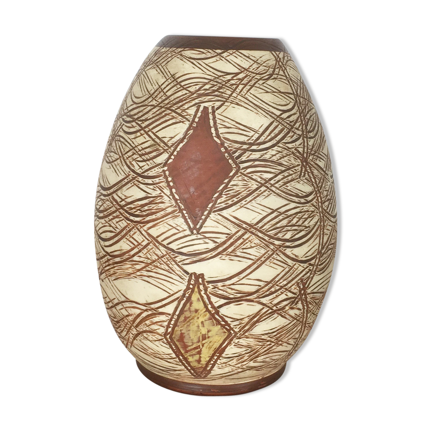 Vintage 60s Ceramic Pottery Vase by SAWA Sgraffito Ceramic Franz Schwaderlapp, Germany