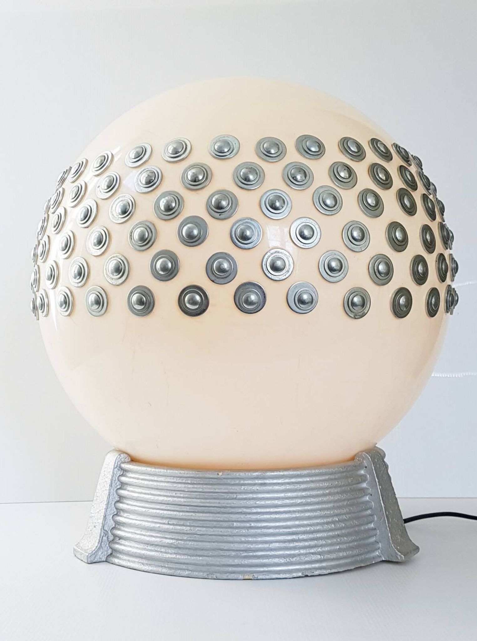 Exceptional plexiglas & plaster ball lamp house arlus 1970 space age 7