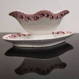 Iron earth gravy boat Moulin des Loups and Hamage Nord, red mulberry