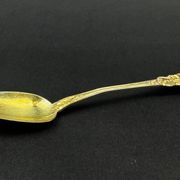 12 dessert spoons in vermeil, Minerva 19th century, blackened pear tree box