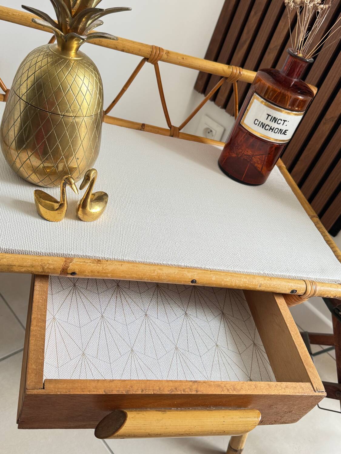 Vintage rattan side table