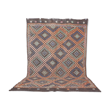 Tapis Kilim vintage tissé à la main Oushak sku1861