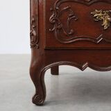 French 18th Century hand crafted oak chest of drawers in Louis XV style