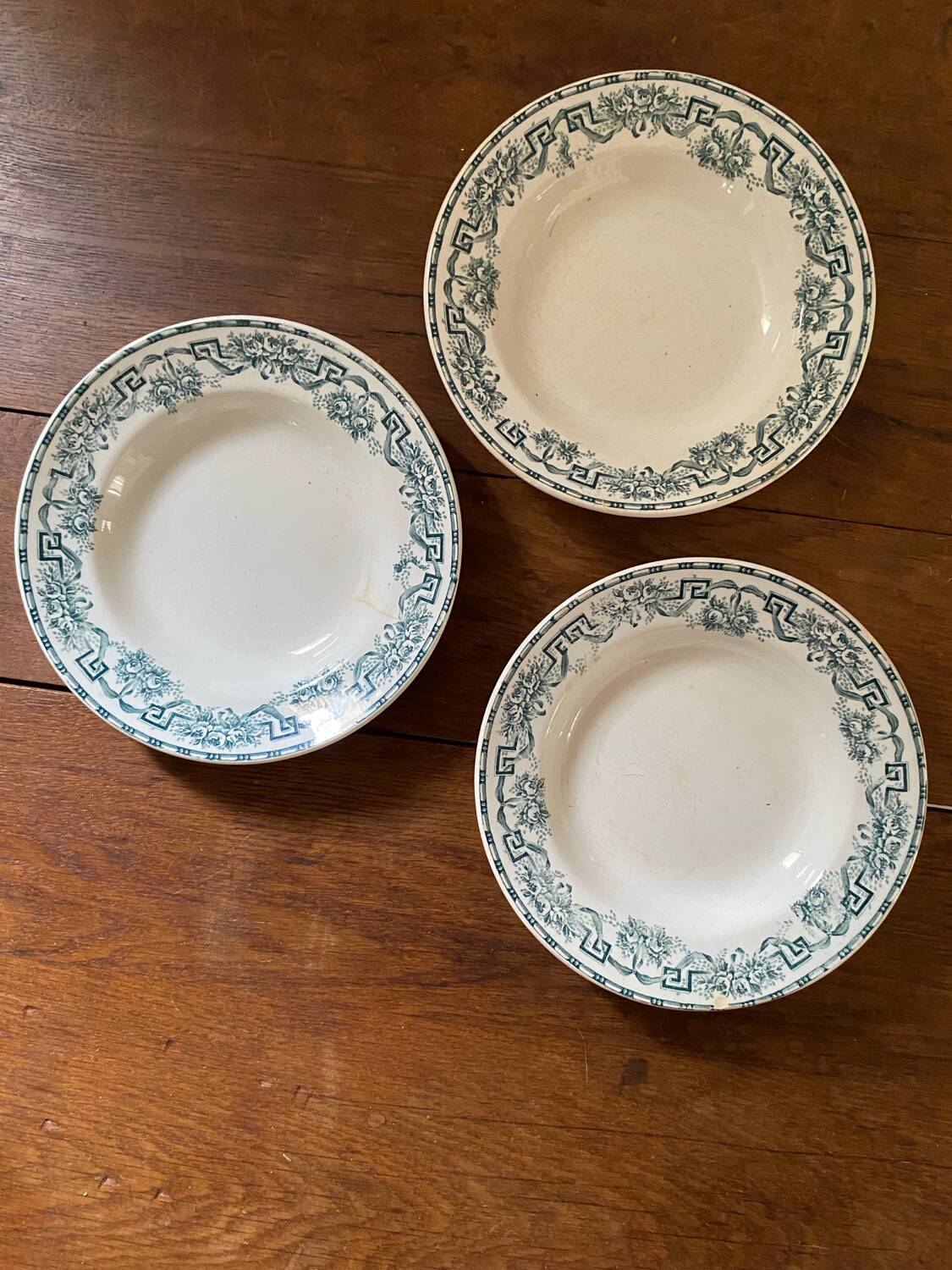 3 deep iron earth plates Moulin des loups "Athens".