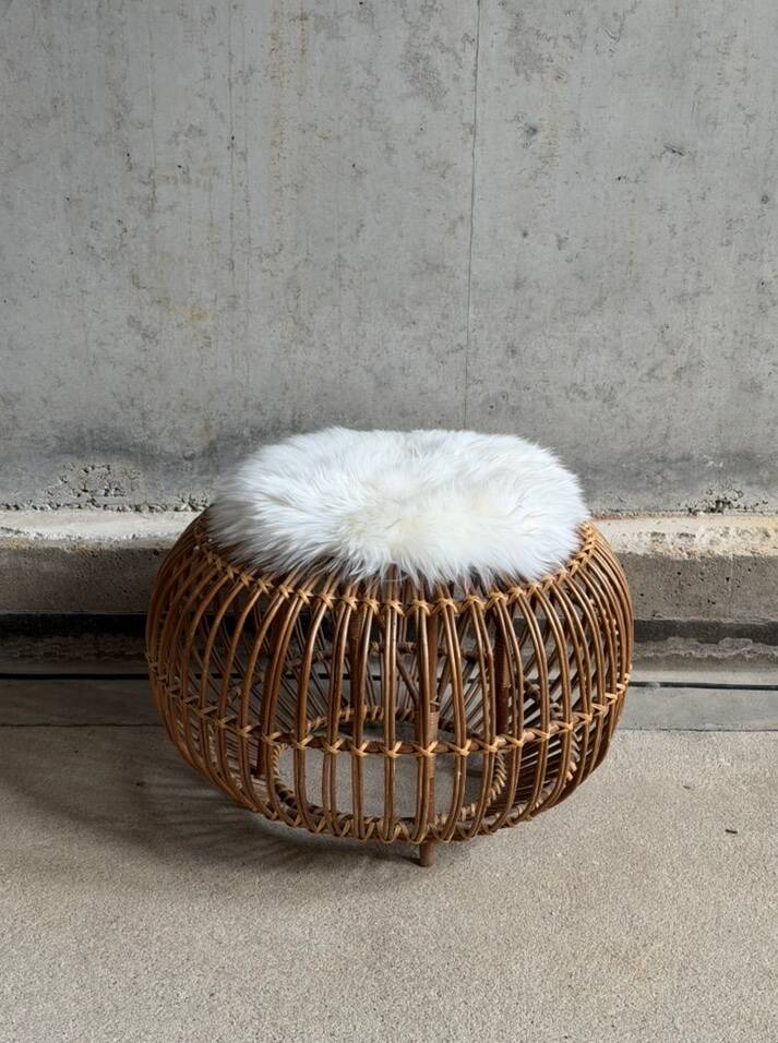 Wicker ottoman/pouf  Lobster Pot by Franc Albini