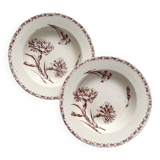 2 “Oeillet” ironstone earthenware soup plates KG Lunéville