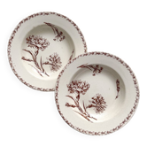 2 “Oeillet” ironstone earthenware soup plates KG Lunéville