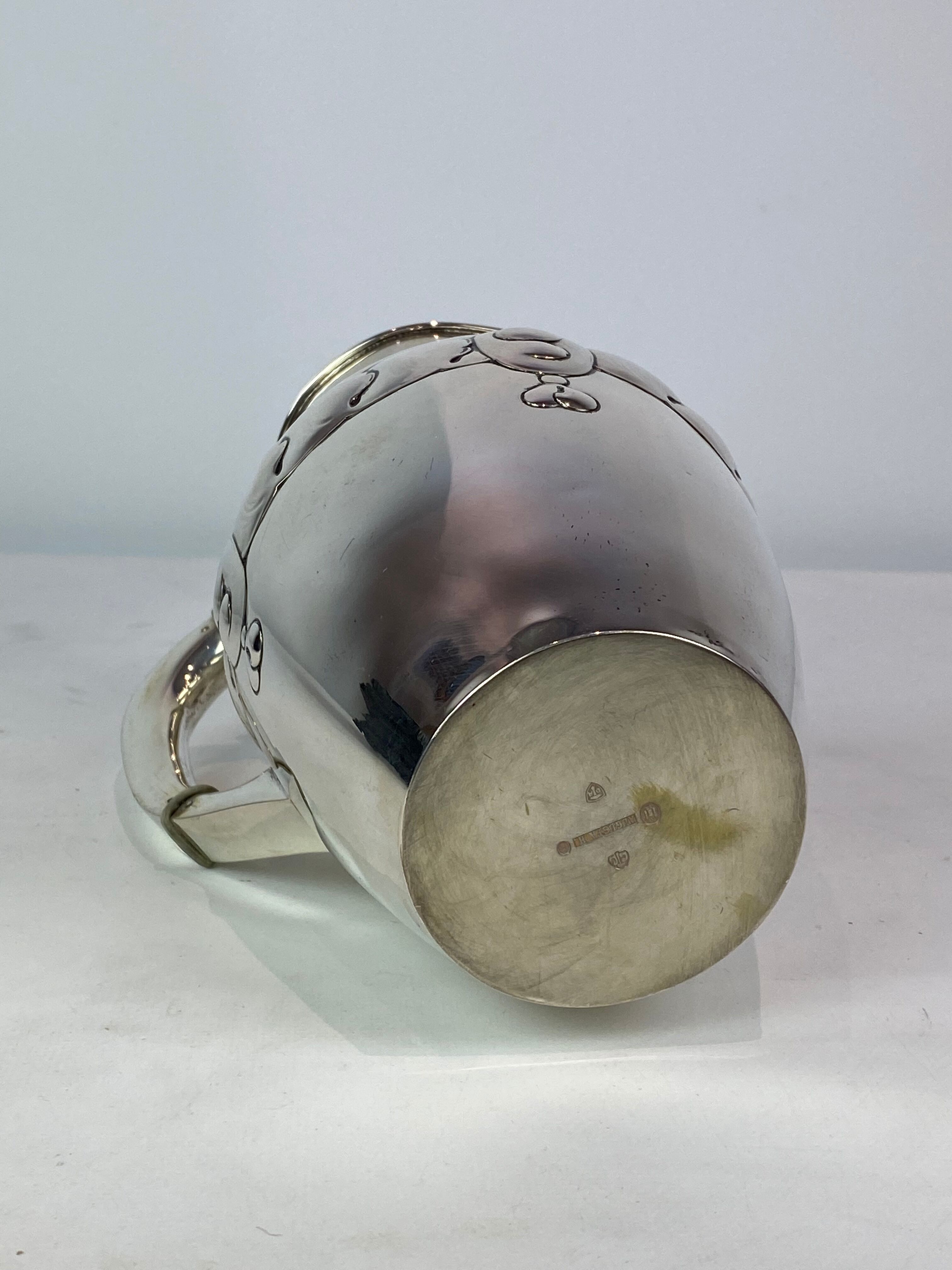 Water jug in the style of Art Nouveau of hallmarked silver stamped Augusta H., 1930s