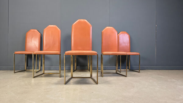 Chaises de salle à manger en laiton vintage par Belgochrom, années 1970.