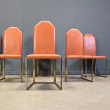 Vintage brass dining chairs by Belgochrom, 1970s