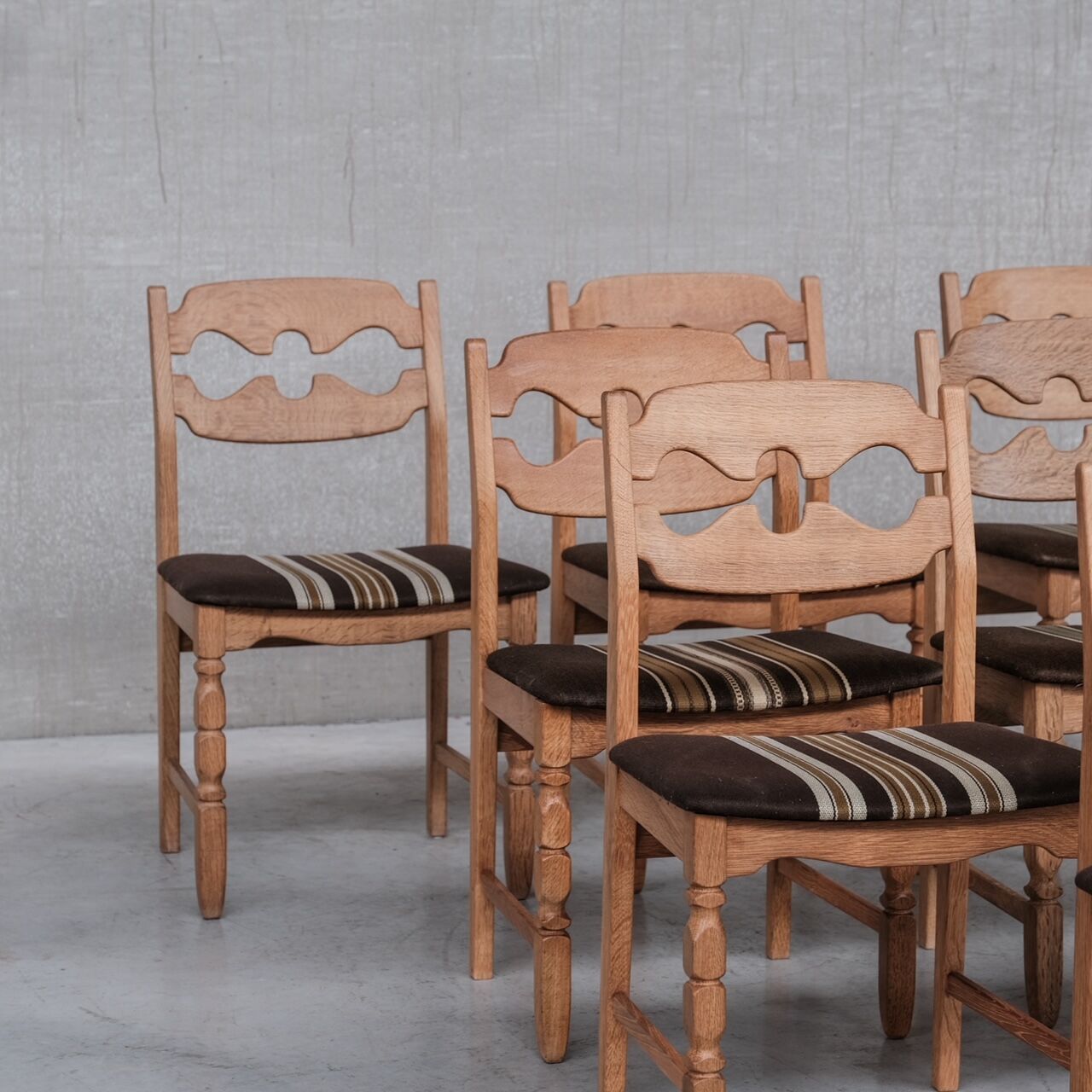8 oak mid-century danish dining chairs