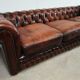 Brown leather chesterfield sofa 3 places