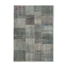 Tapis oriental vintage noué à la main 170 cm x 241 cm gris patchwork