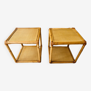 Set of two rattan bedside or side tables