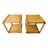 Set of two rattan bedside or side tables