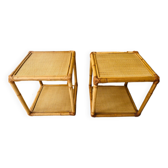 Set of two rattan bedside or side tables