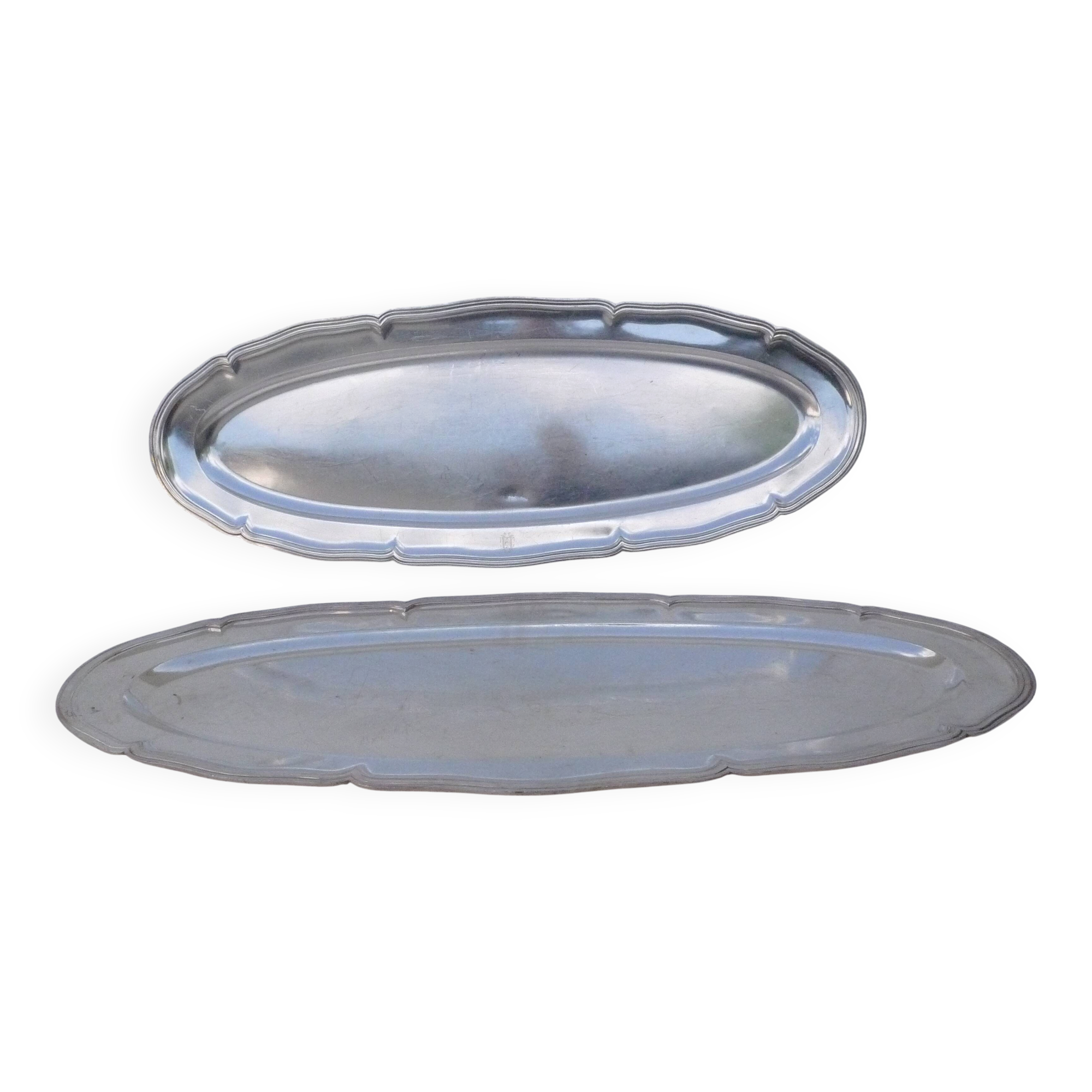 very large silver-plated metal tray