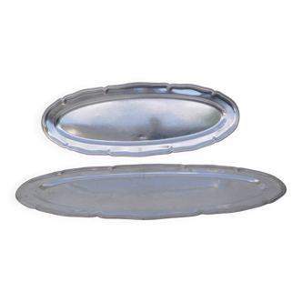 very large silver-plated metal tray