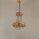 Vintage Gold Metal 5-Light Chandelier – Crystal Beads & Glass Prisms