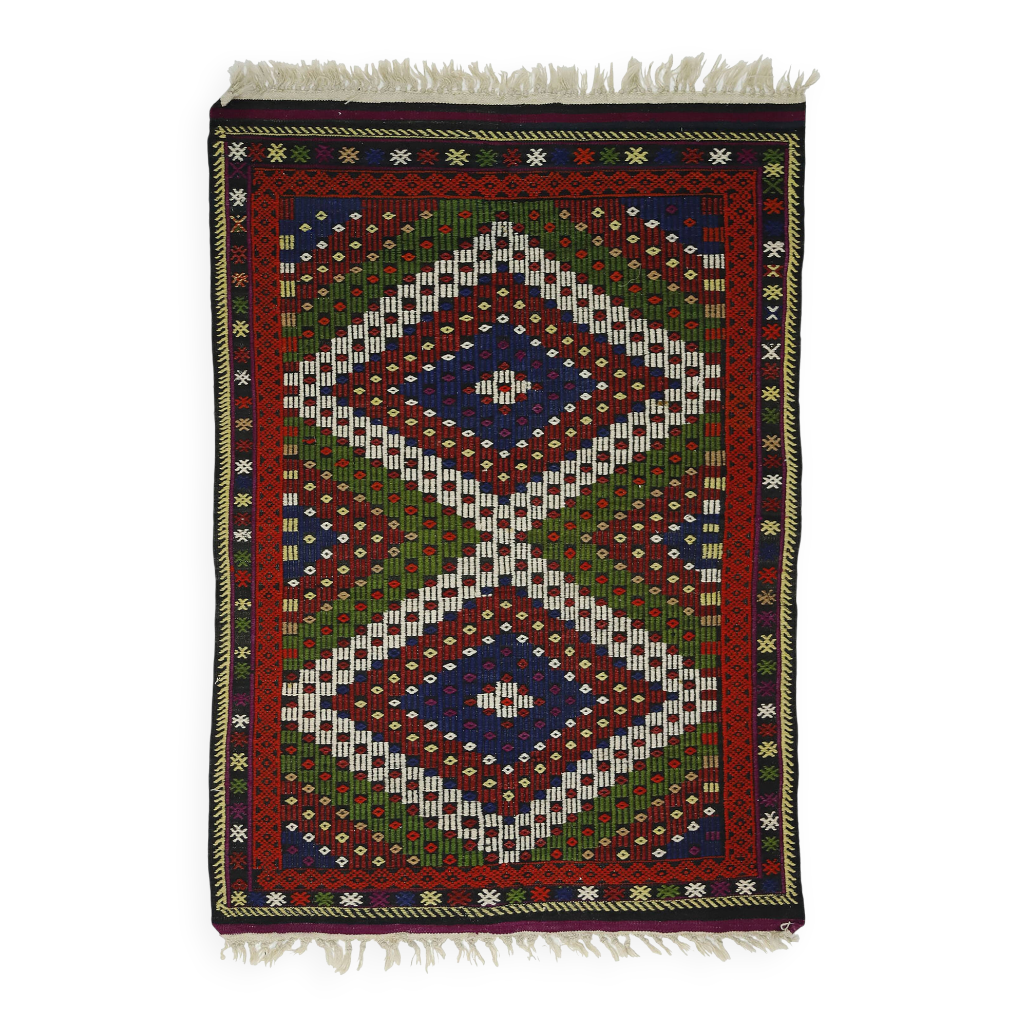 Petit kilim vintage d’Usak, 159 x 112 cm, laine 100 %, tissé à la main – an