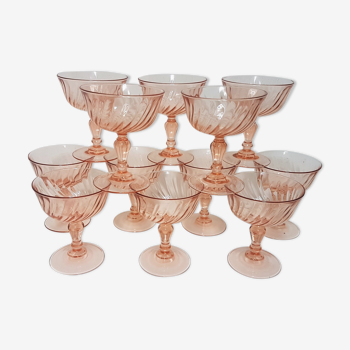 Lot de 12 coupes rose rosaline