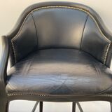 Tall black leather bar chair