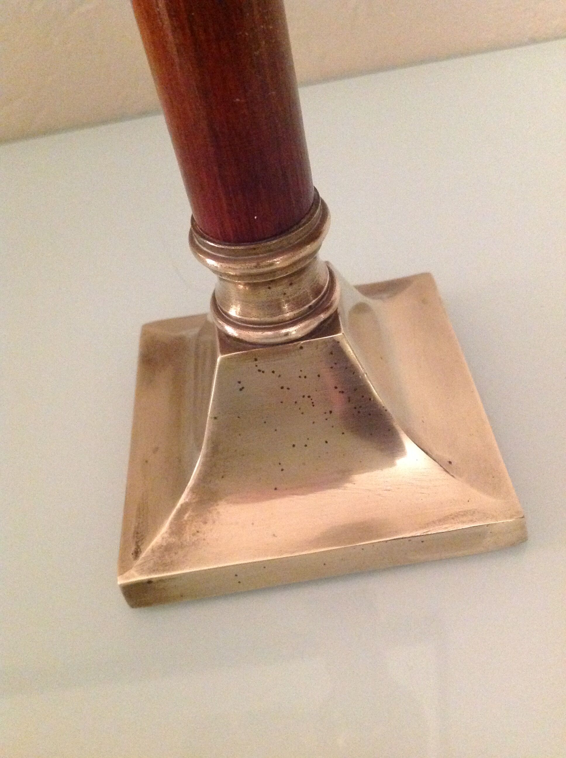 Wooden and brass candle holder art deco style