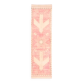 Tapis couloir vintage turc Oushak fait à la main en laine et coton rose 83x310