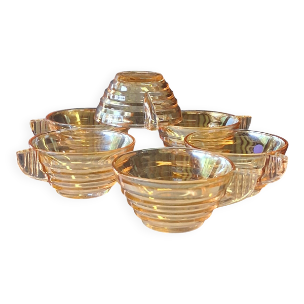 Lot de 6 tasses à café en verre rose modèle Gondolo en très bon état