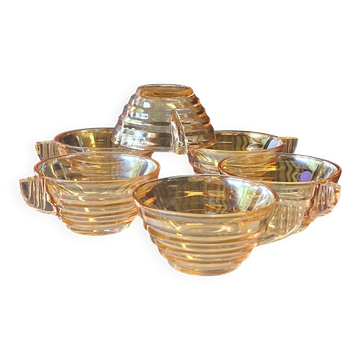 Set of 6 pink glass coffee cups, Gondolo model, in very good condition.