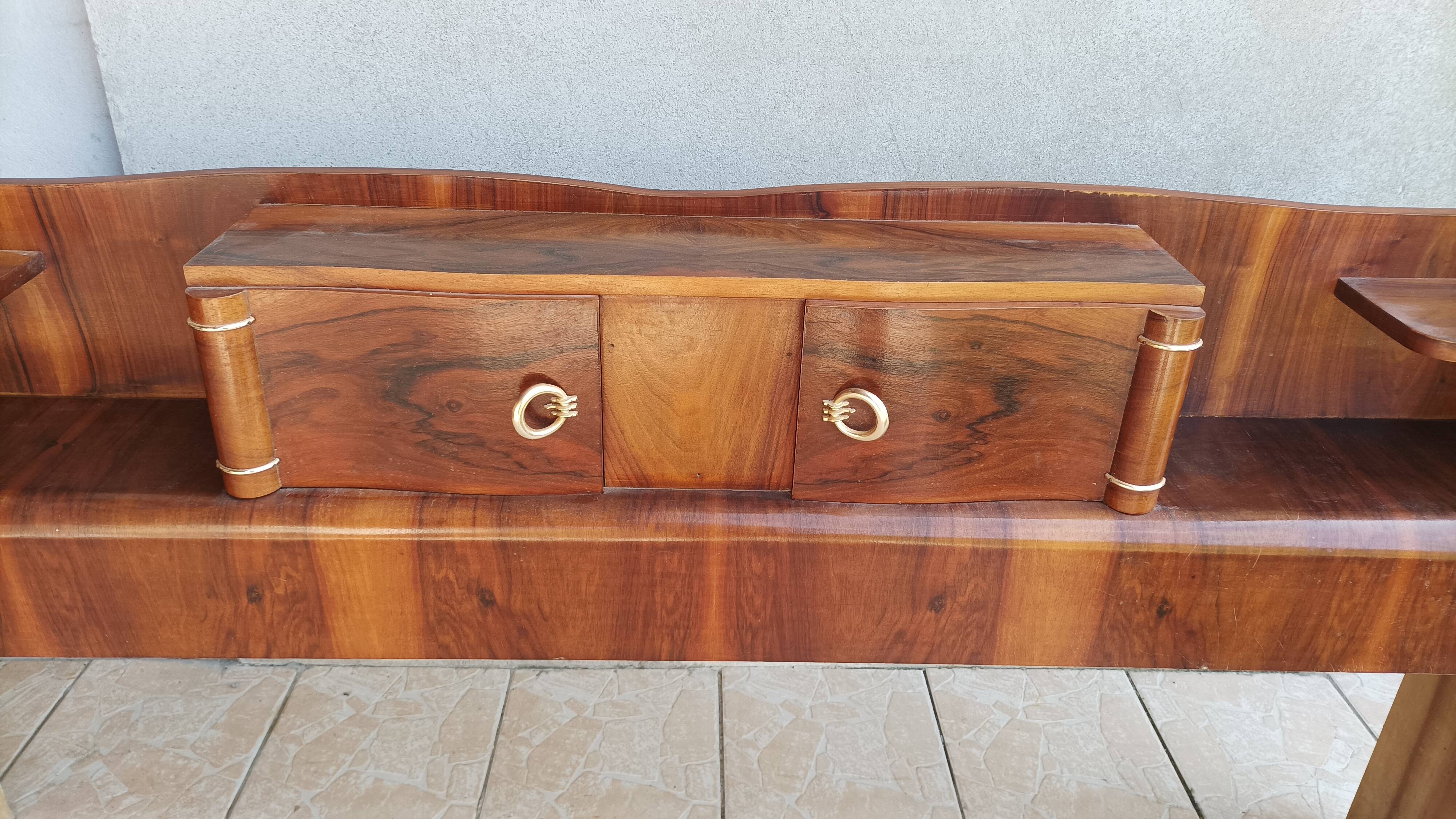 Cozy Art Deco headboard in burr walnut