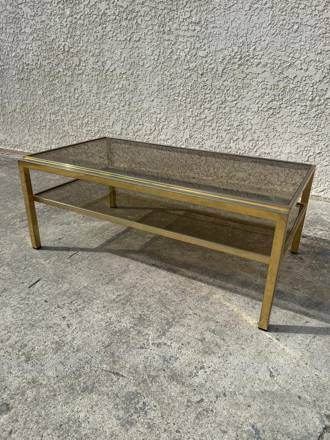 Iron coffee table with glass top