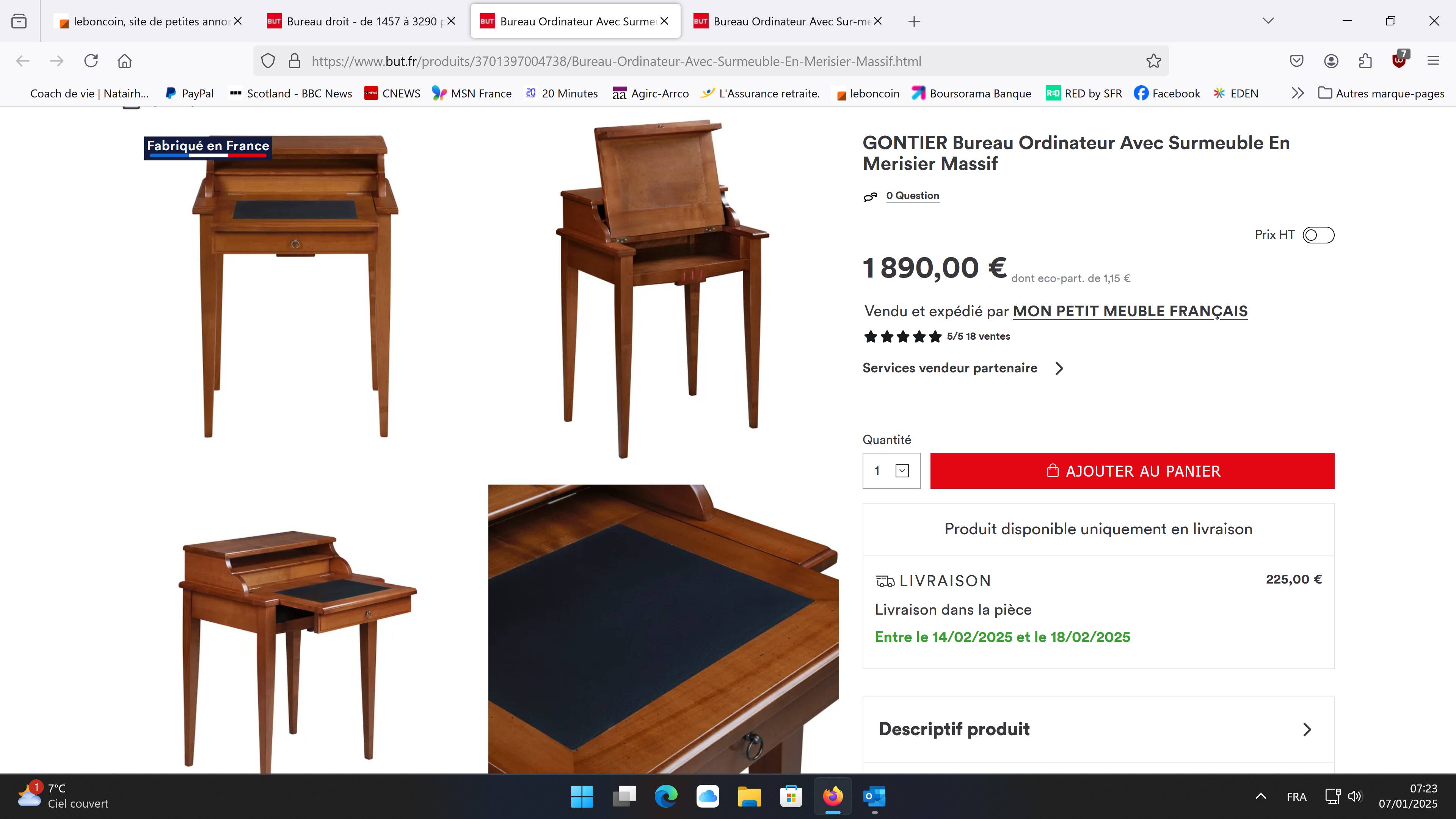 Meuble secrétaire bureau