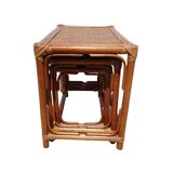 Boho Chic Style Bamboo and Wicker Nesting Tables
