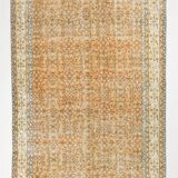 Grand tapis persan vintage orange et ivoire, motifs floraux raffinés