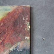Oil painting on cardboard: cart in the countryside