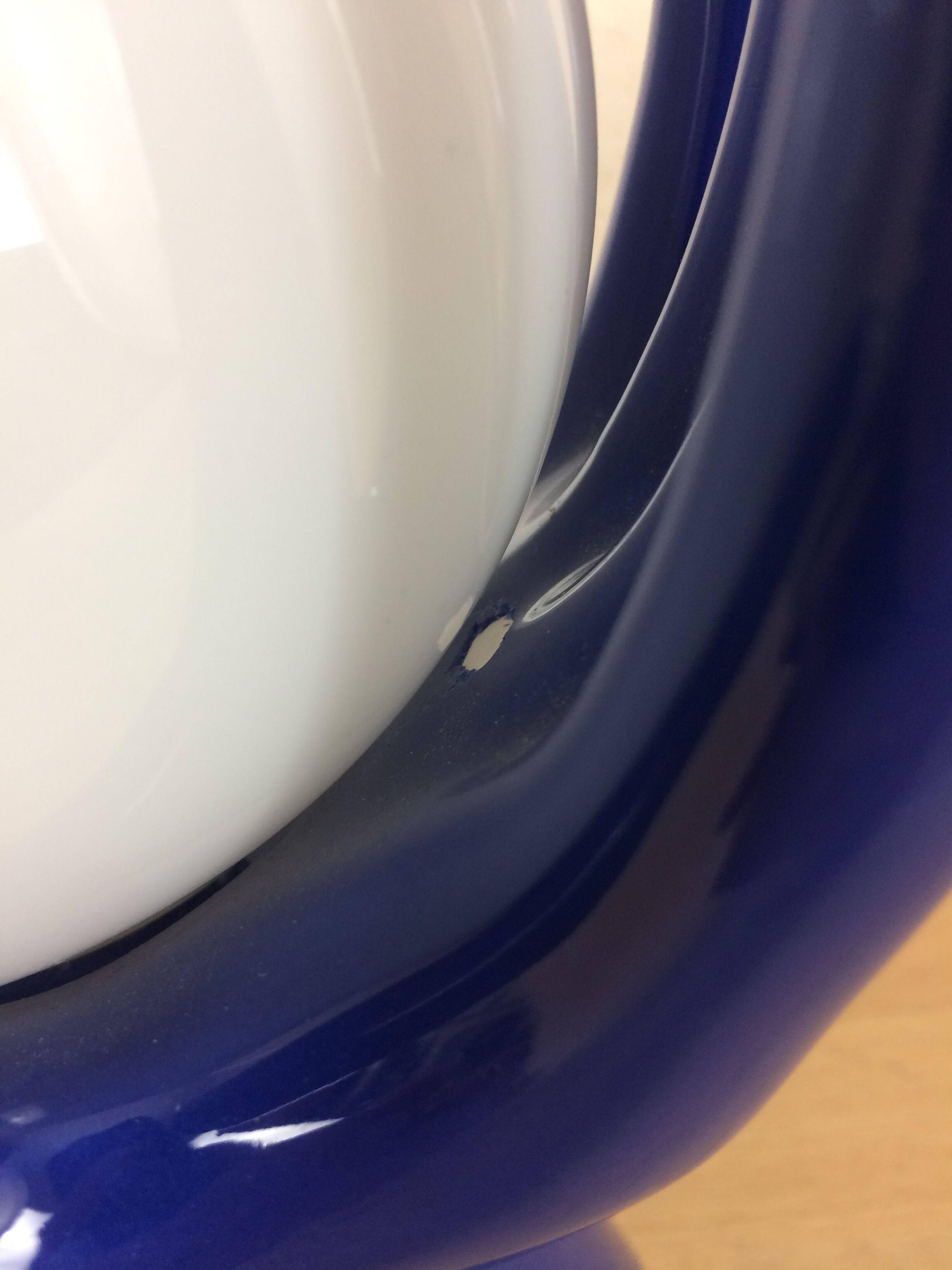 Blue ceramic hand lamp 70s and globe opaline