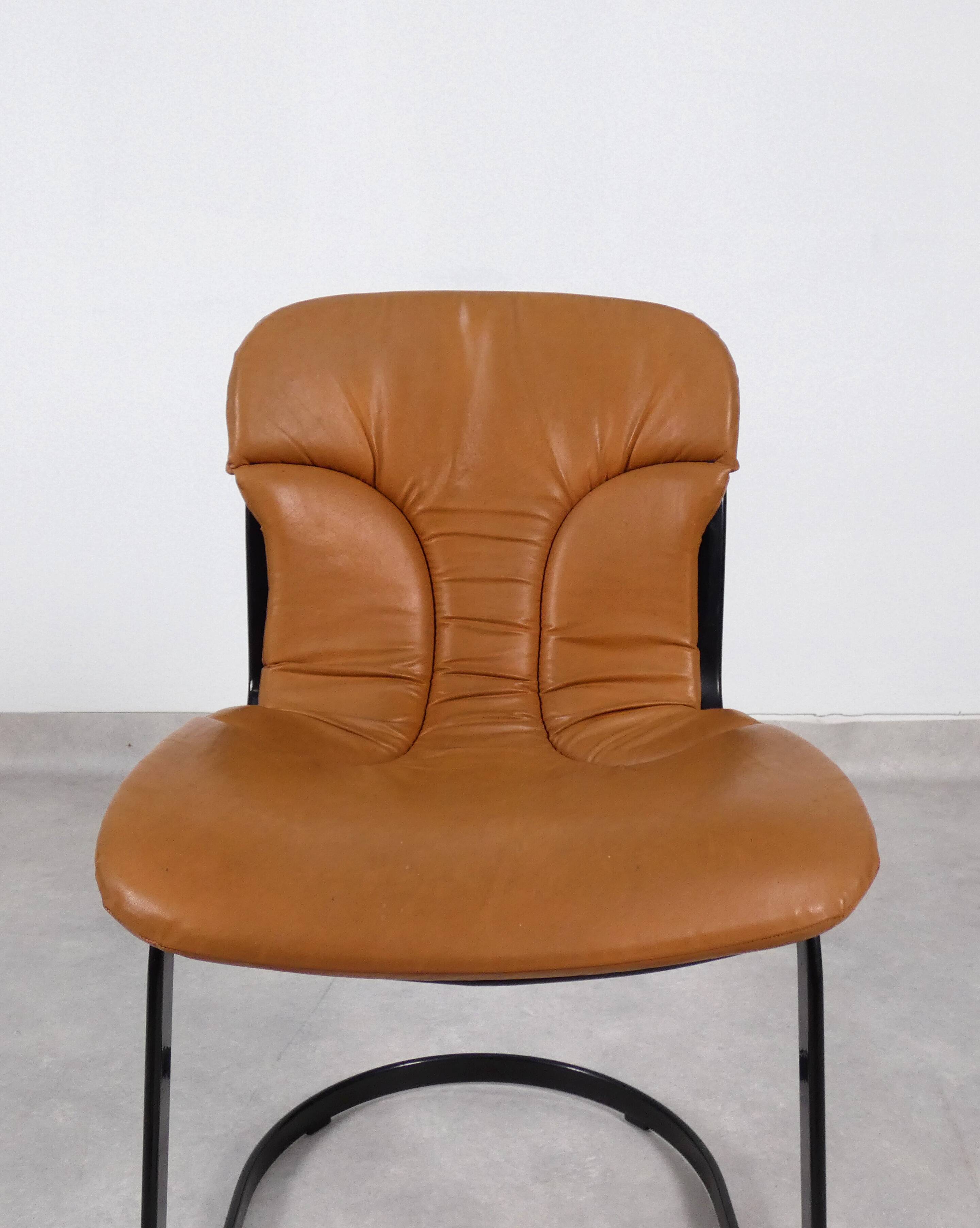 Chaises Willy Rizzo pour Cidue Italie - cuir