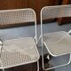 Set folding table and its 4 folding chairs perforated metal cream color - 70s