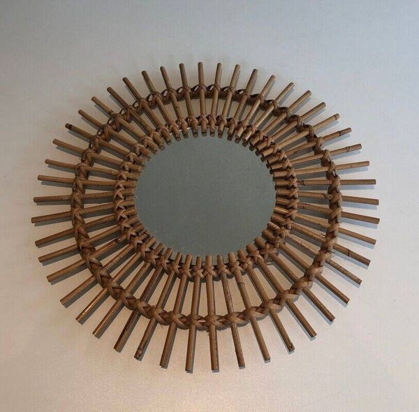 Petit miroir en rotin