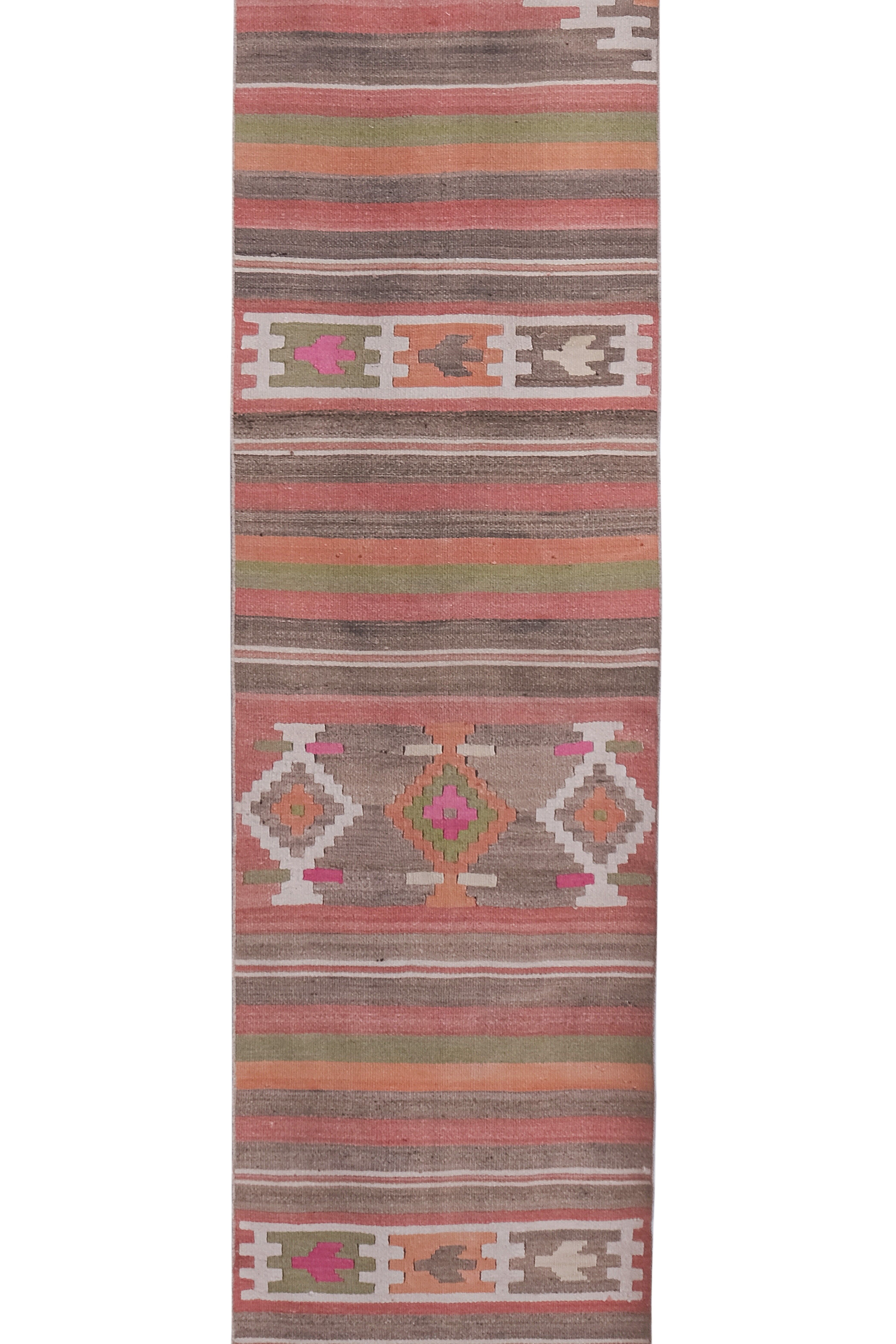 Vintage Turkish rug from Oushak, handwoven 75x353 cm