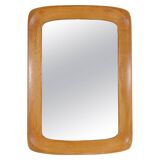 Mid-century modern sculptural wall mirror, oak, crystal glass, Glas & Trä, 1960s