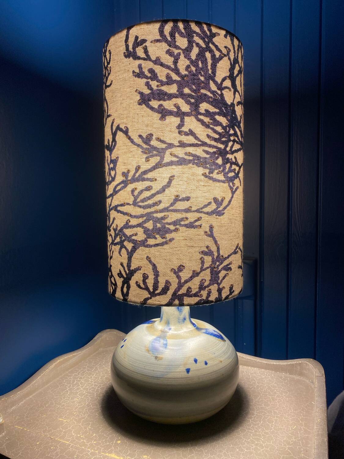 Vintage glazed stoneware lamp